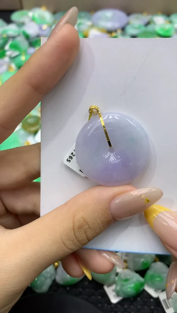 颈饰18K金镶嵌翡翠天然缅甸翡翠A货