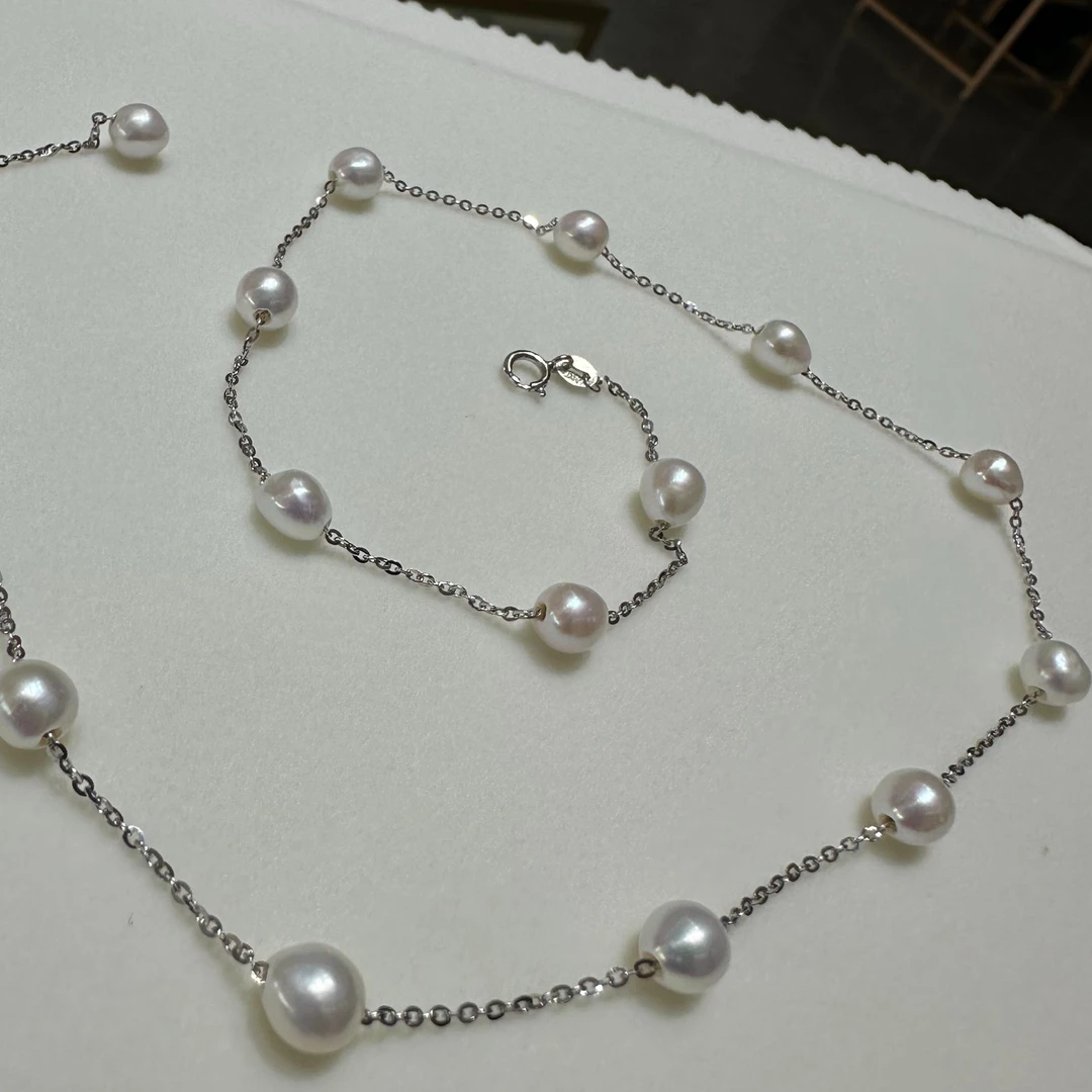 【幸运】小珍珠满天星/5-6mm/时尚经典/百搭/天然珍珠颈饰/S925银链