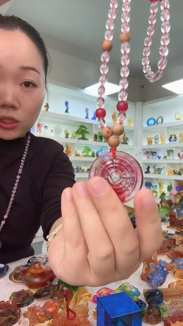 手工艺品琉璃粉红平安扣