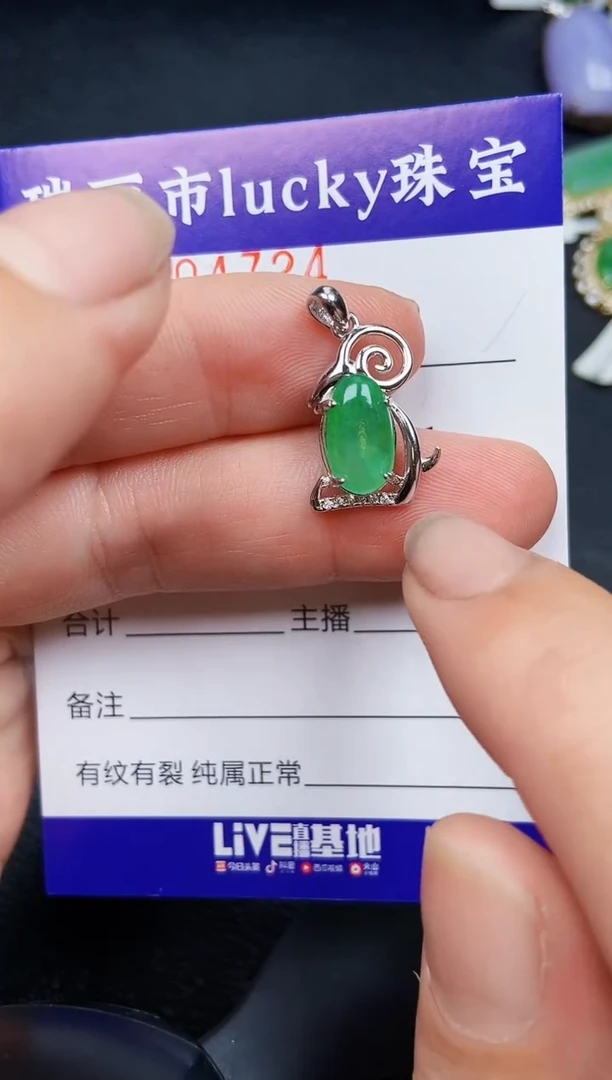 翡翠银S925镶嵌颈饰4724
