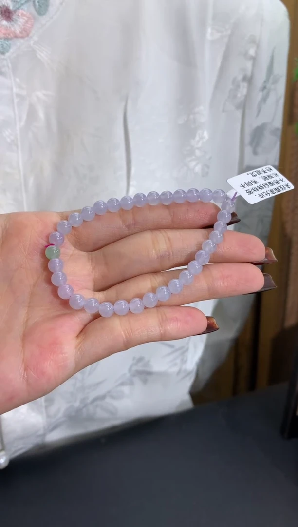 未镶嵌手串翡翠超级淡淡淡淡淡淡淡淡淡淡紫 白里透紫 卡5.2mm