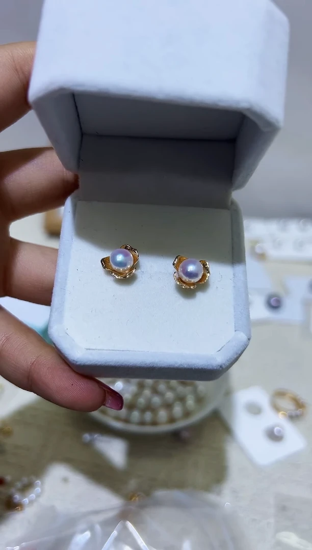 【闪购商品】淡水珍珠耳钉银S925镶嵌18淡水珍珠58.88