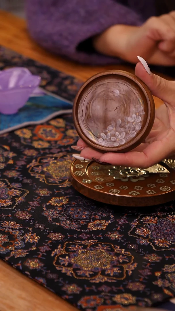 【闪购商品】手绘桂花竹盖置杯垫