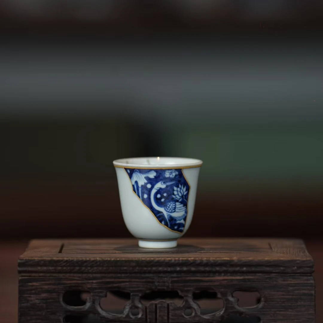 元真临古丨一路莲科描金小杯30ML景德镇瓷器-陶瓷主人杯茶杯