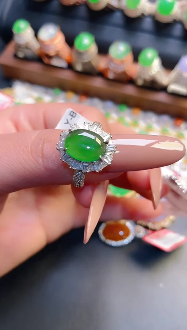 银S925镶嵌戒指翡翠天然