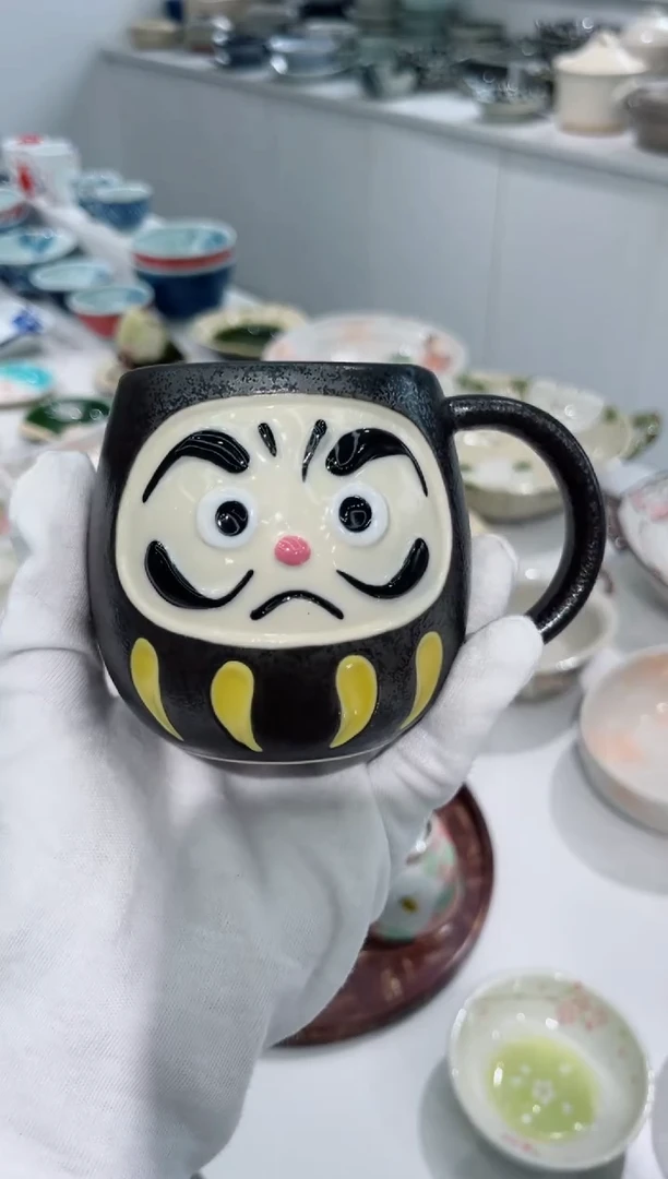 瓷片新品达摩马克杯（黑）