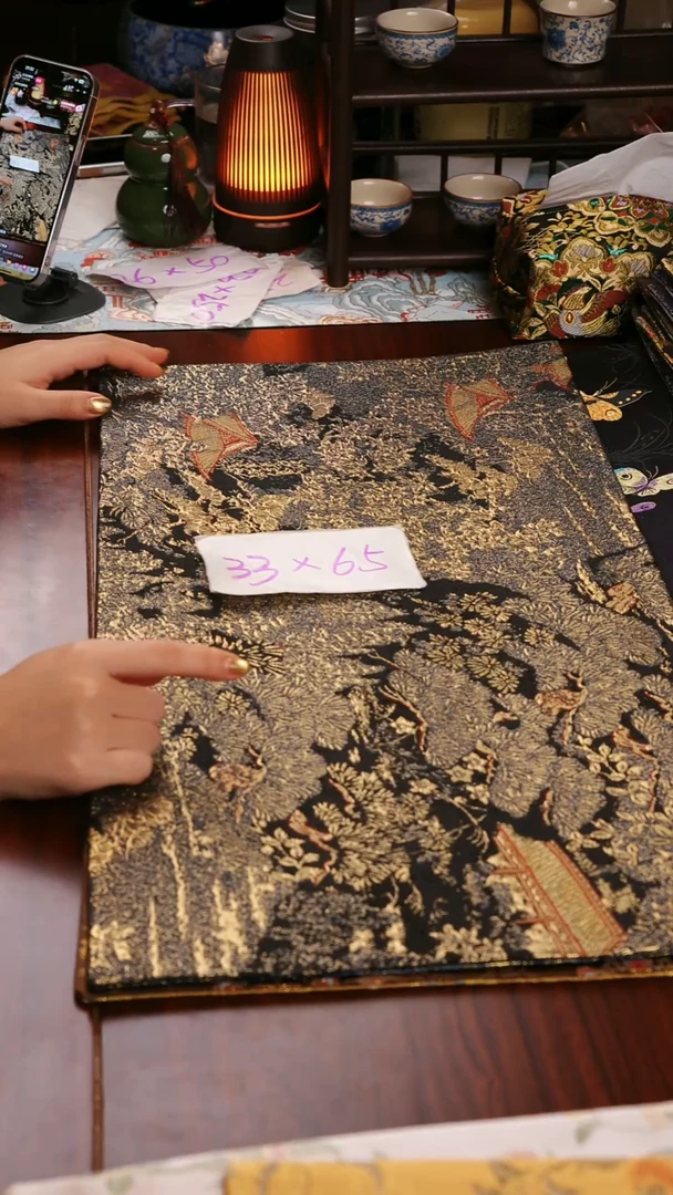 【福利西阵织登鹳雀楼黑金双面】中国风干泡织锦茶席33*65