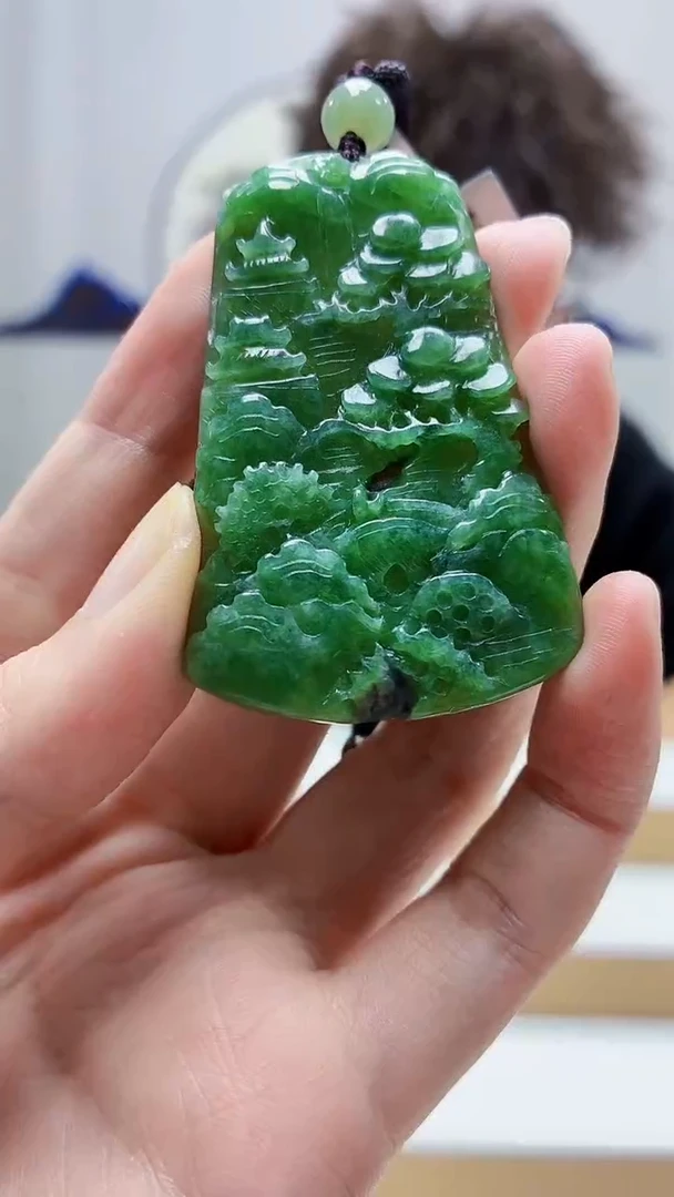 未镶嵌定制翡翠4688zm-毛货挂件山水25