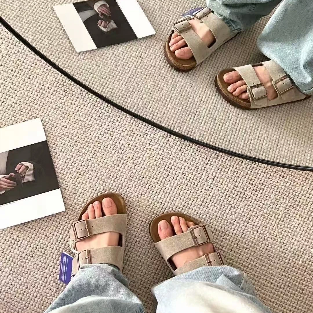 新款翻毛情侣时尚百搭二杠拖鞋鞋默认宽版~默认宽版