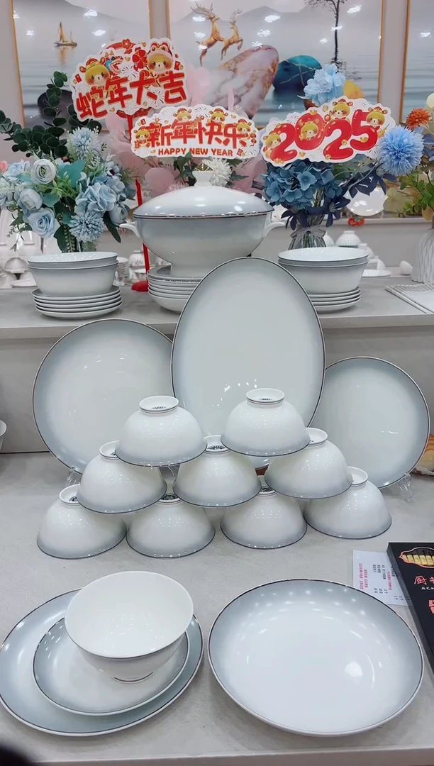 【闪购商品】碗单拍渐变灰10个米饭碗4个面碗