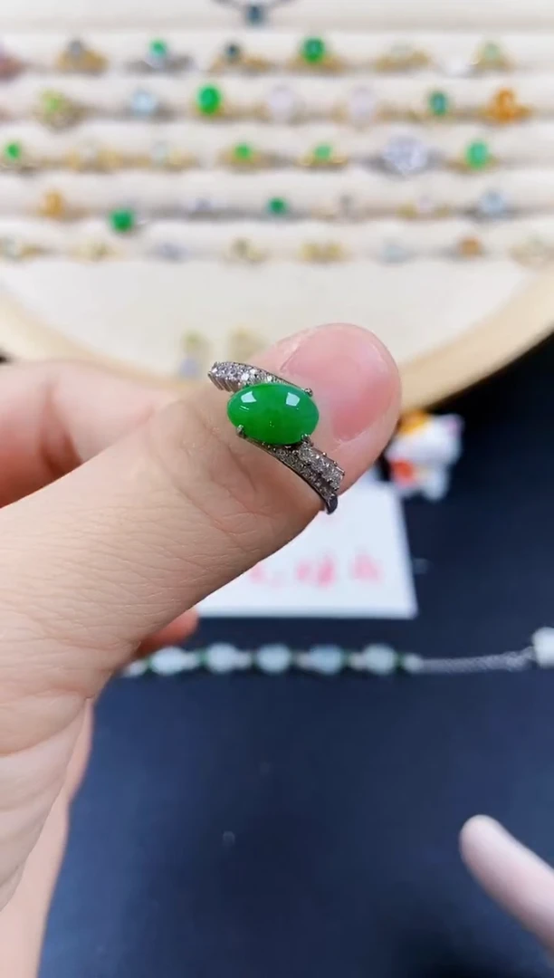 翡翠戒指银S925镶嵌41569
