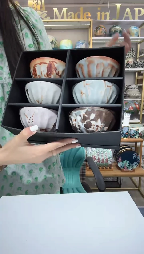 陶瓷志野烧11.5厘米饭碗6件套