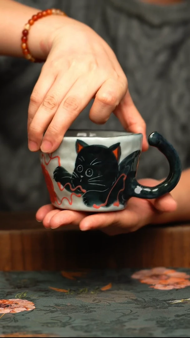 杯釉下彩手工手绘同款陶器