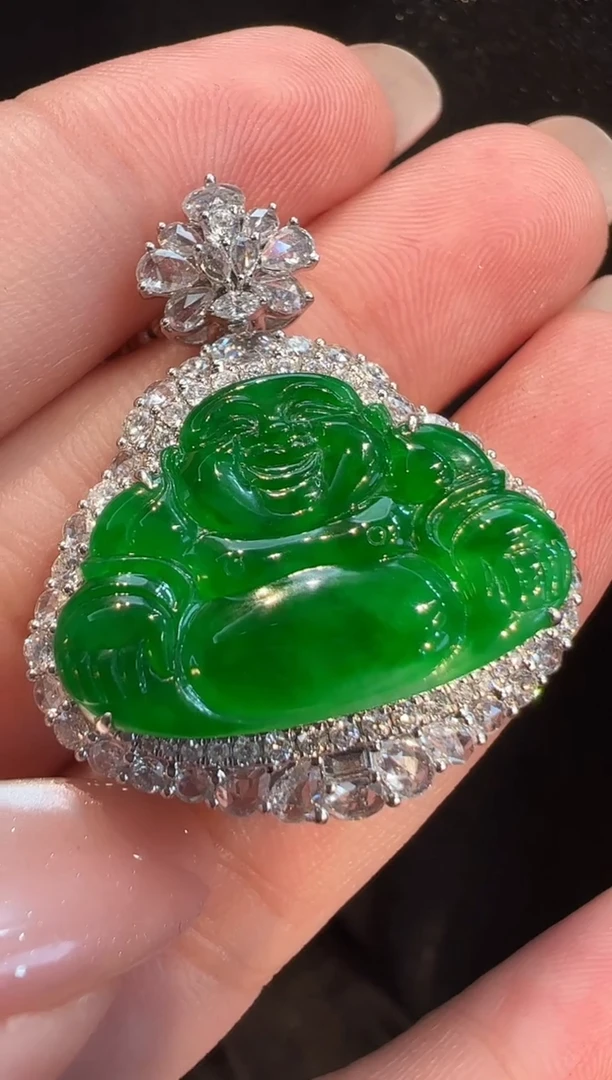 吊坠(不含链)18K金镶嵌翡翠AL6吊坠