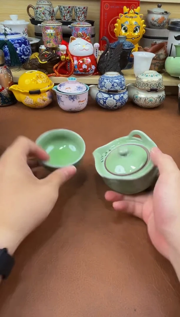 陶瓷茶具摆件旅行套组