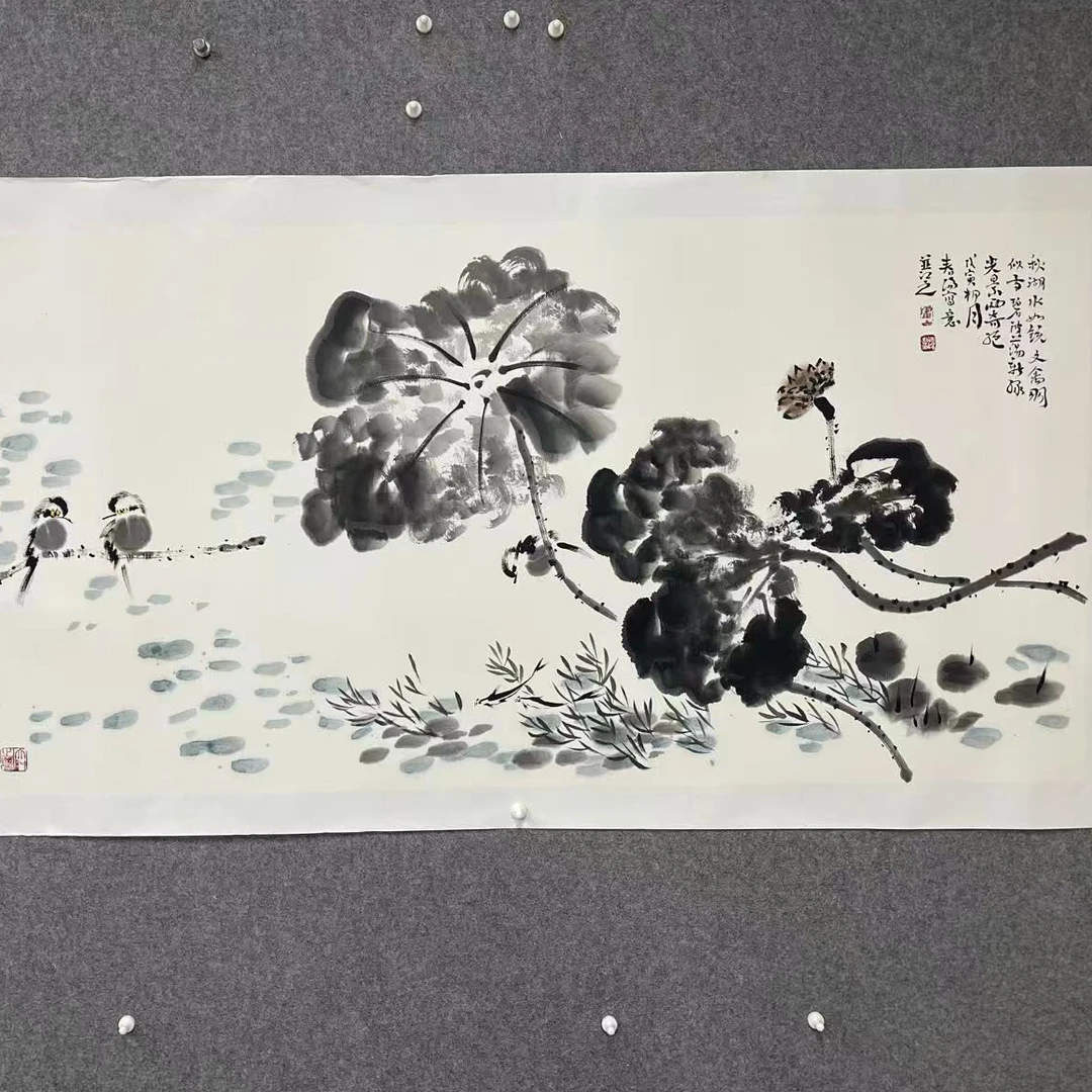 荣宝书画甄选-八平尺国画-荷花+三鸟-HCY