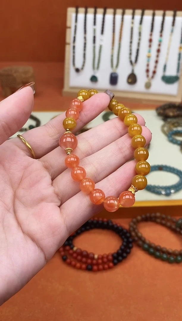 手链蜜蜡未镶嵌单圈蜜蜡冰飘南红手串