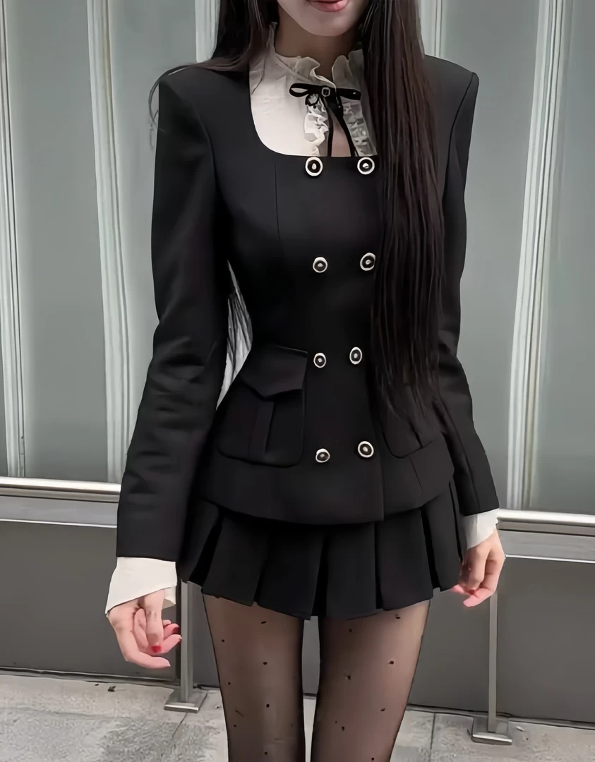 （清潭洞千金）千金秋季法式时尚套装辣妹Chic小香风裙子套装女装