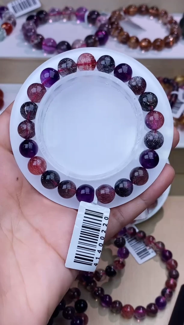 水晶手链未镶嵌黑加仑超七单圈9m+