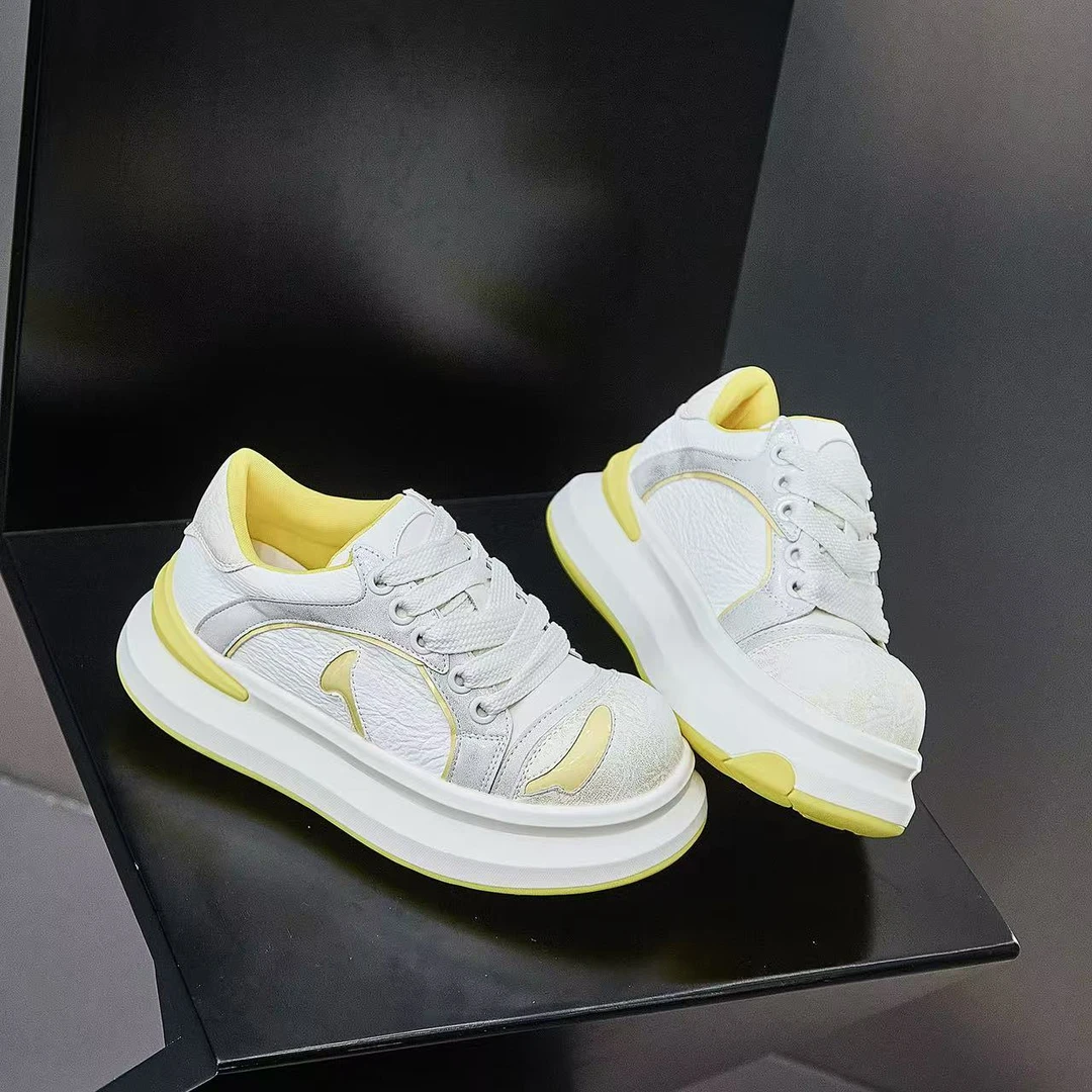 25设计师款小众厚底ins潮流休闲百搭时尚真皮透气滑板鞋Z37-02