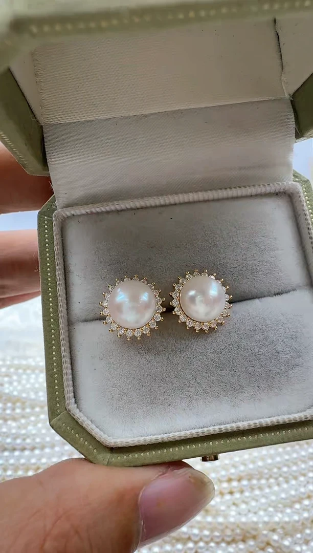 【闪购商品】淡水珍珠耳饰银S925镶嵌非基地发货不带证书