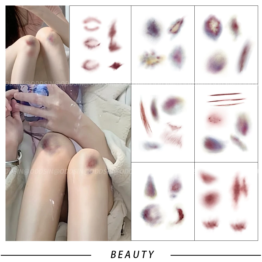 搞怪淤青疤痕图案彩色纹身贴简单使用维持