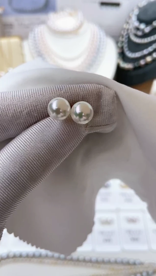 【闪购商品】海水珍珠耳饰18K金镶嵌特选福利7.5-8mm不退不换