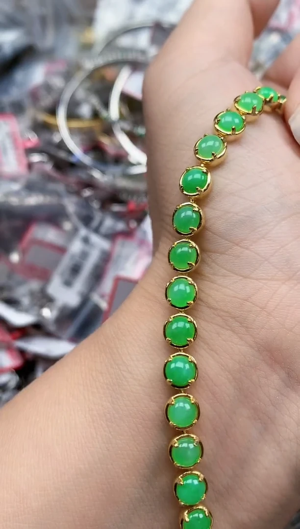 银S925镶嵌戒指翡翠天然A货缅甸翡翠