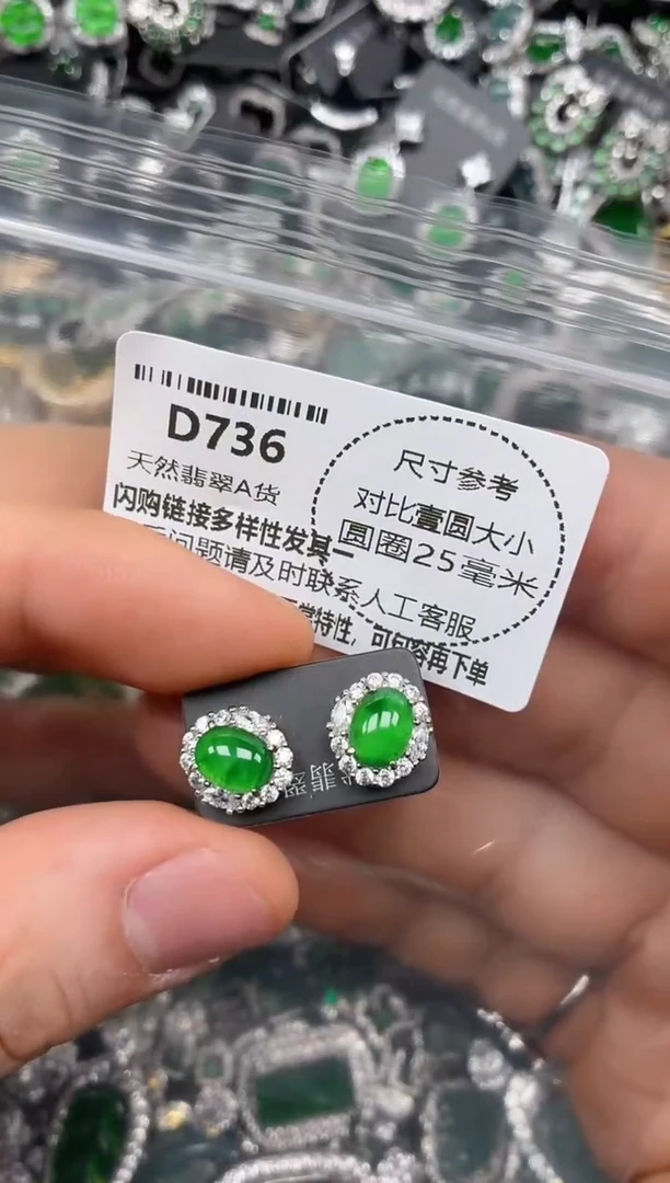 颈饰未镶嵌翡翠D736耳钉