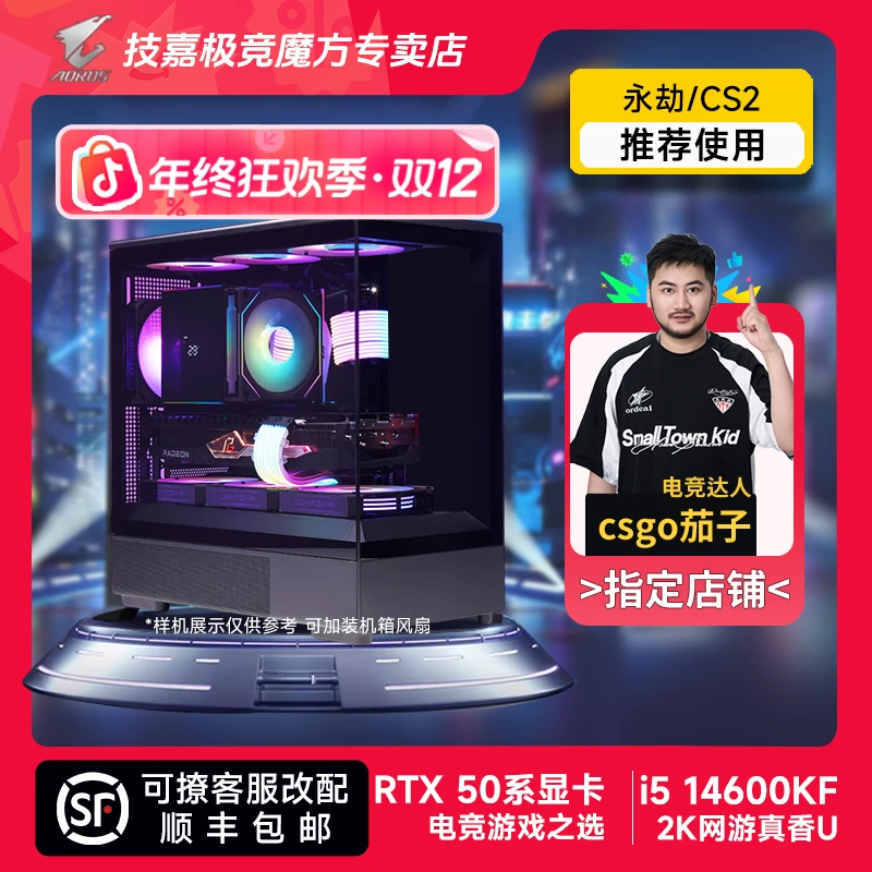 12400F/14600KF/230F+RTX5060/Ti海景房电竞游戏DIY电脑台式主机