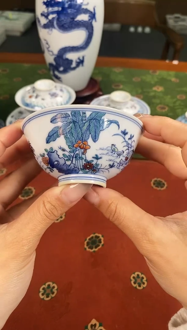【闪购商品】斗彩女将军涂杏花子母鸡图单杯