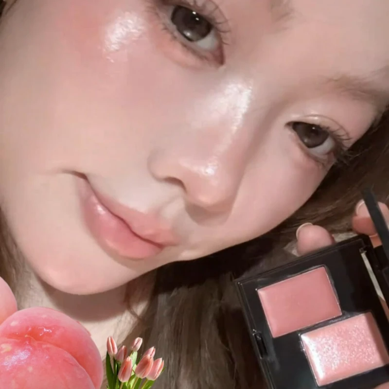 清透气血感~rc平替双色腮红多用膏一盘多用哑光口红眼影胭脂彩妆