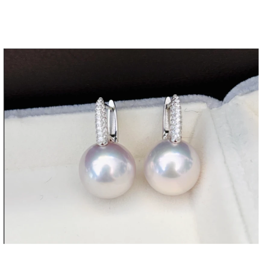 【李李珍珠】S925银 淡水曼塔玫瑰耳环 13-14mm 气质百搭款