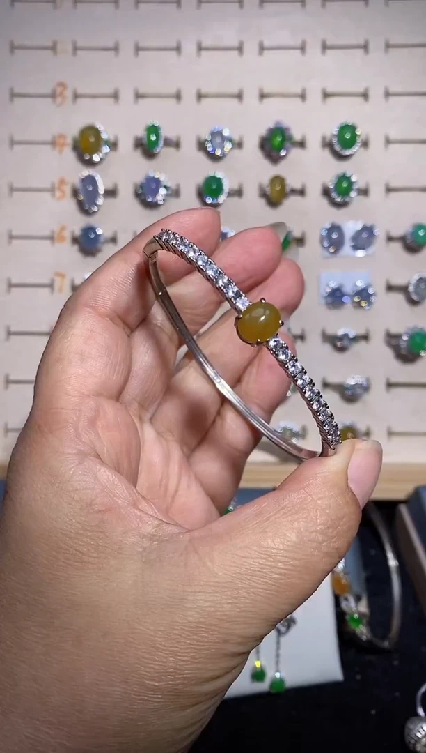 银S925镶嵌手镯翡翠手镯