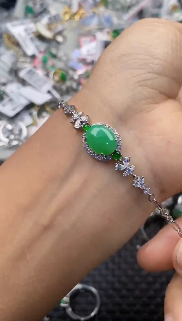 银S925镶嵌戒指翡翠555     6