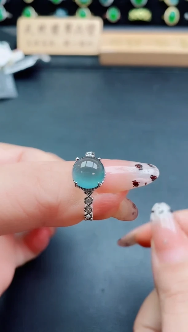 银S925镶嵌戒指翡翠1