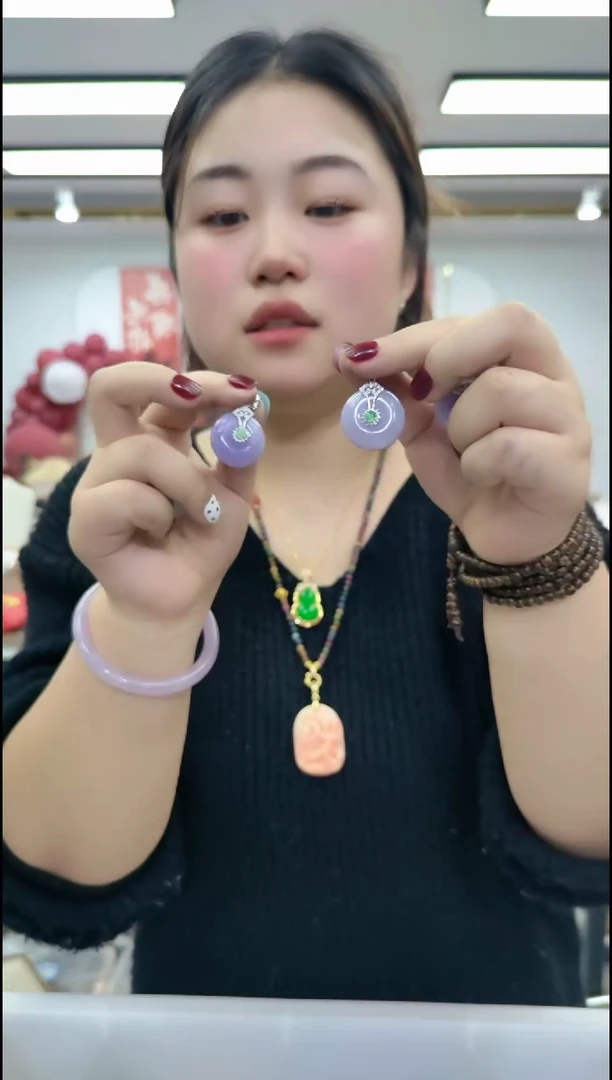 【闪购商品】玛瑙/玉髓颈饰合金1698紫色扣子