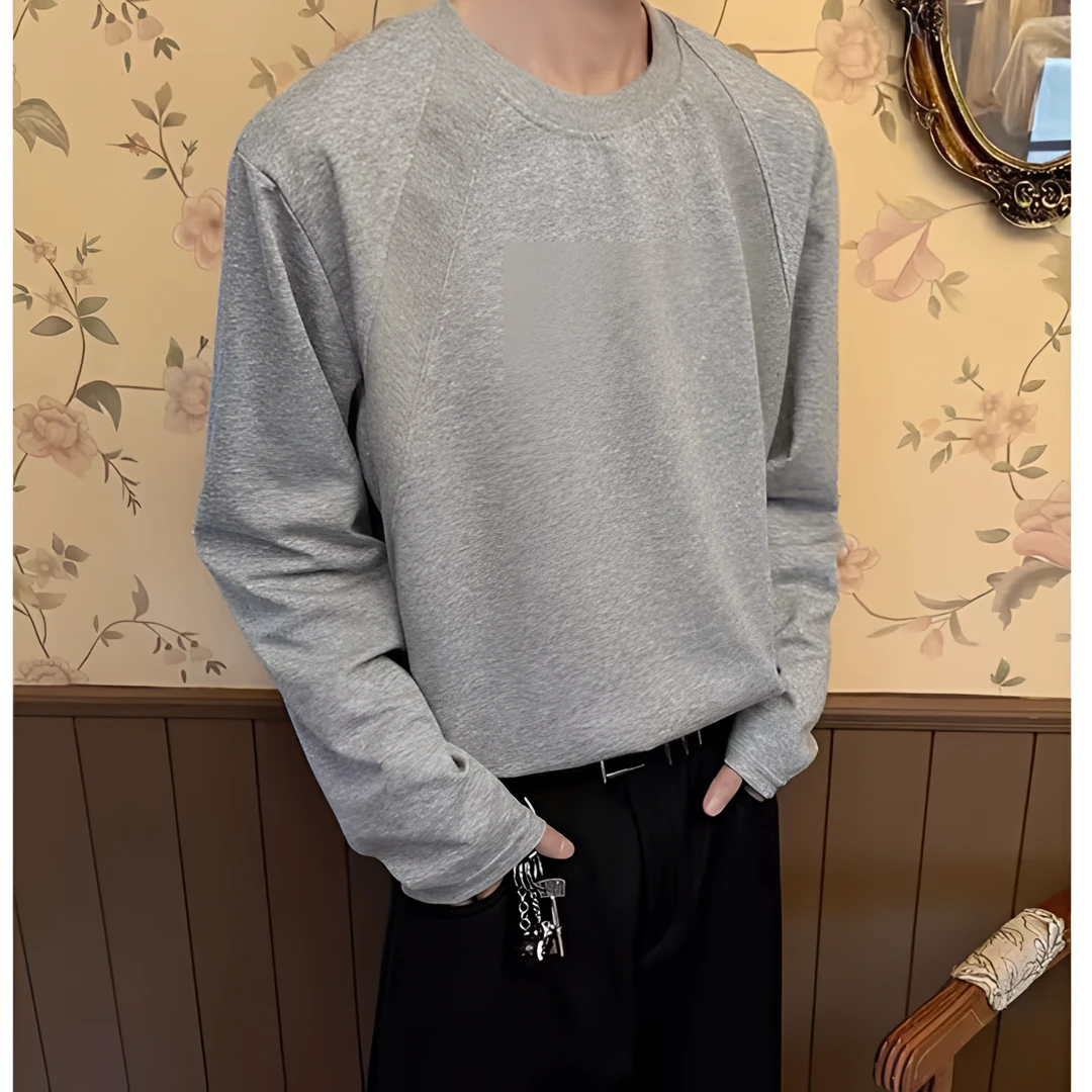 美式cleanfit重磅解构空气棉长袖男秋冬boxy版型正肩潮牌宽松上衣