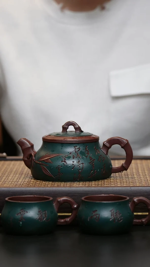 茶壶紫砂老紫泥粉浆 荷风套组