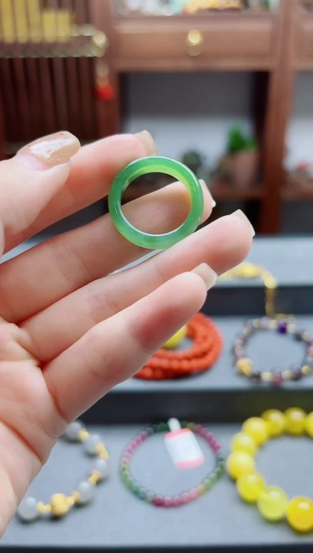 和田玉戒指未镶嵌碧玉指环16-17#BDD