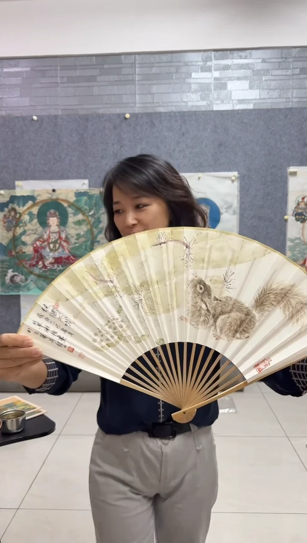 折扇1炳山艺术-----扇子裴玲霞绘画作品