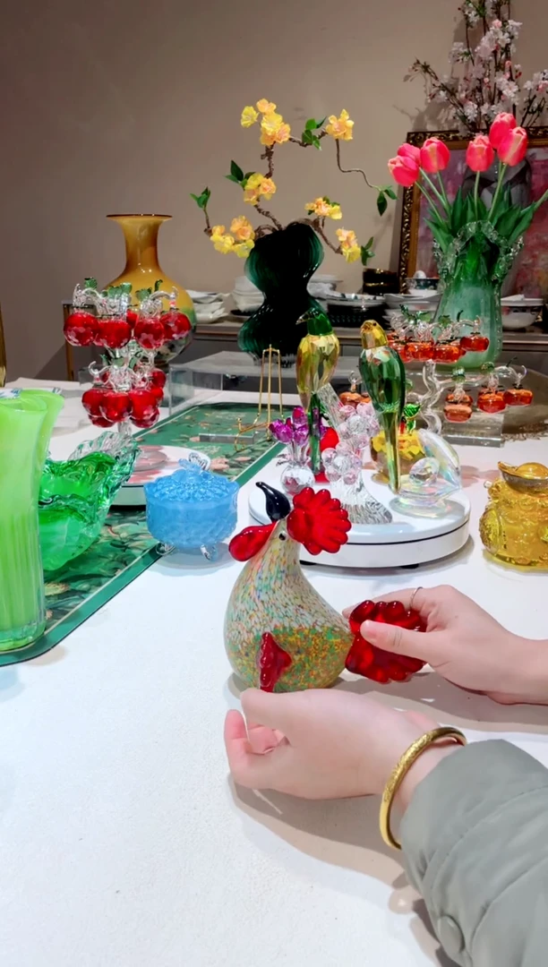 【闪购商品】琉璃手工艺品   琉璃彩鸡 微瑕