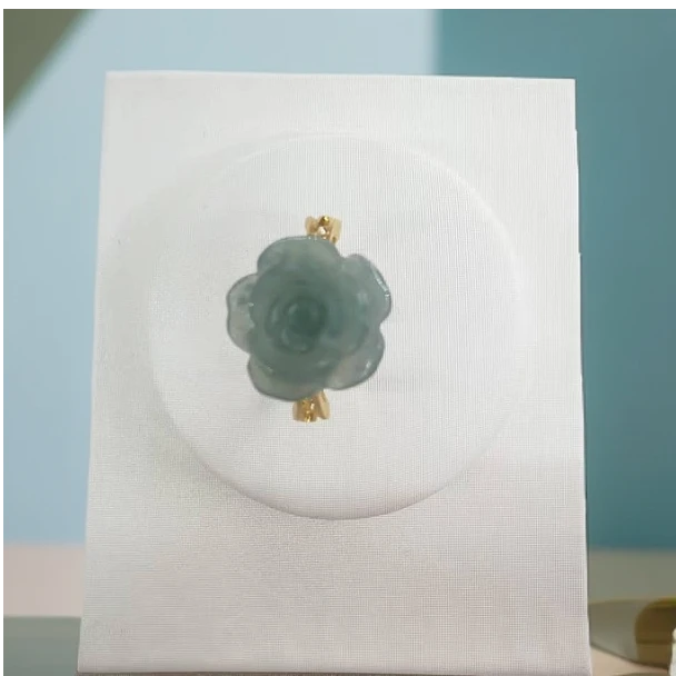 777（库存处理）--高定珠宝天然翡翠豪华玫瑰花戒指A458合金时尚