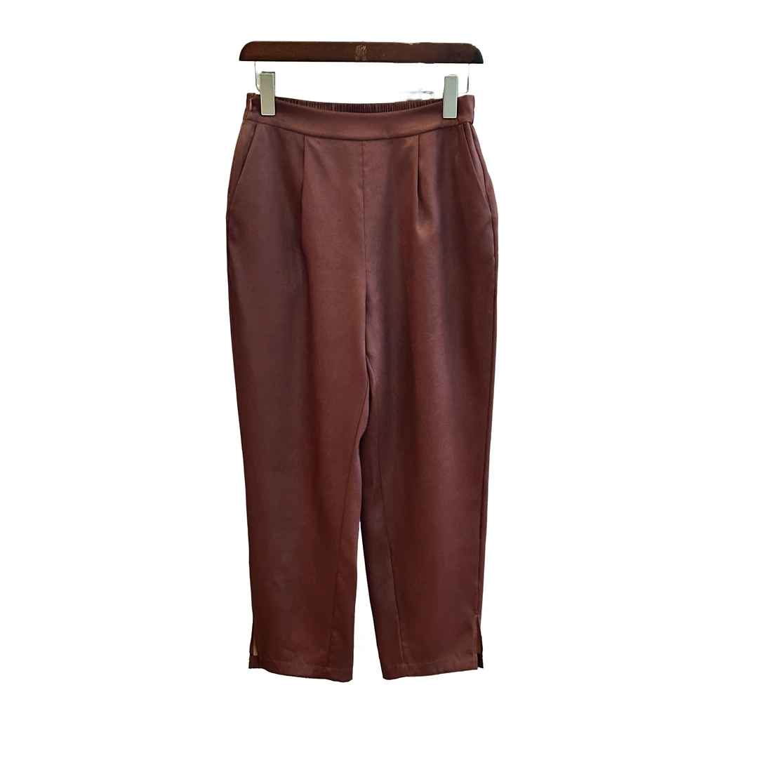 利琪高订国风新中式显瘦轻奢气质休闲红云纱直筒修身铅笔裤B5964