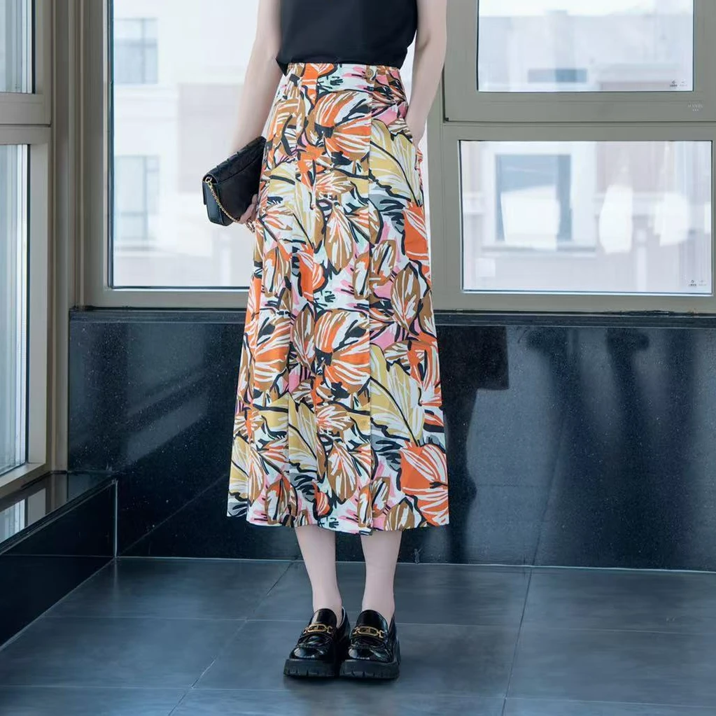 阿玛施AMASS【卢浮宫殿】高腰精致显瘦百搭长款半身裙5200382