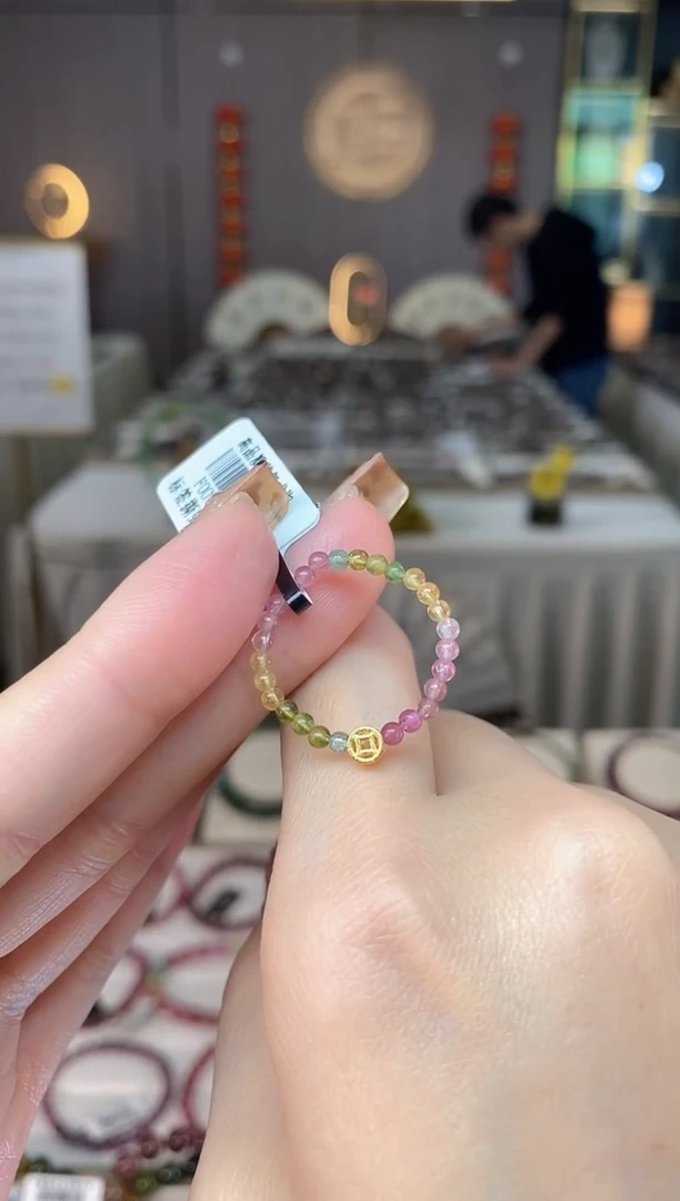 未镶嵌老矿碧玺色标彩戒指碧玺dan多样性发货一条