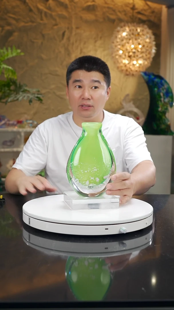 手工艺品琉璃福利绿色银箔花瓶