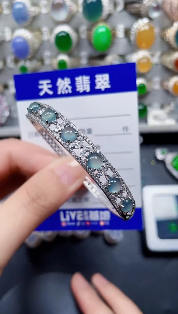 银S925镶嵌手镯翡翠184