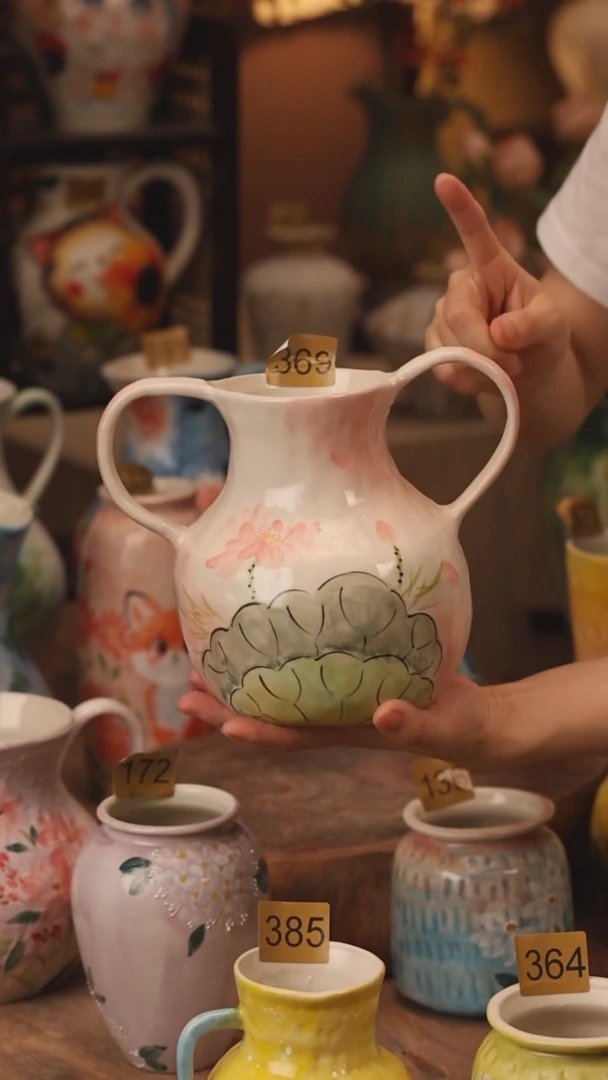 陶瓷369景德镇设计师手作花器摆件侘寂风