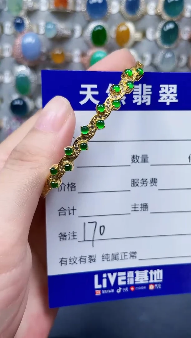 银S925镶嵌手镯翡翠170